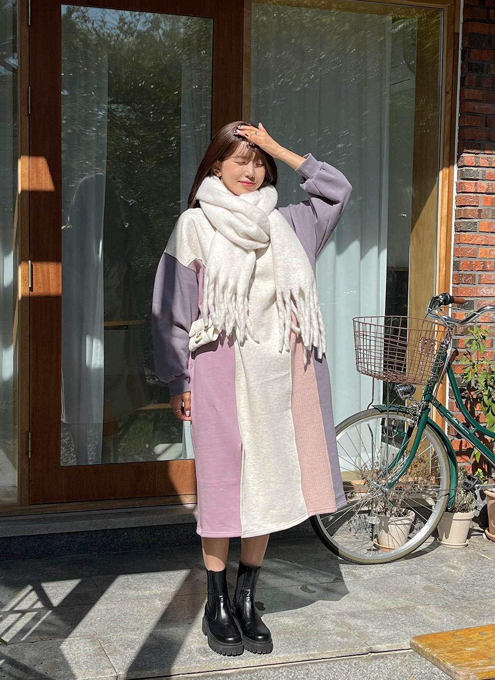 裏起毛配色スリットワンピース | DHOLIC | 詳細画像8