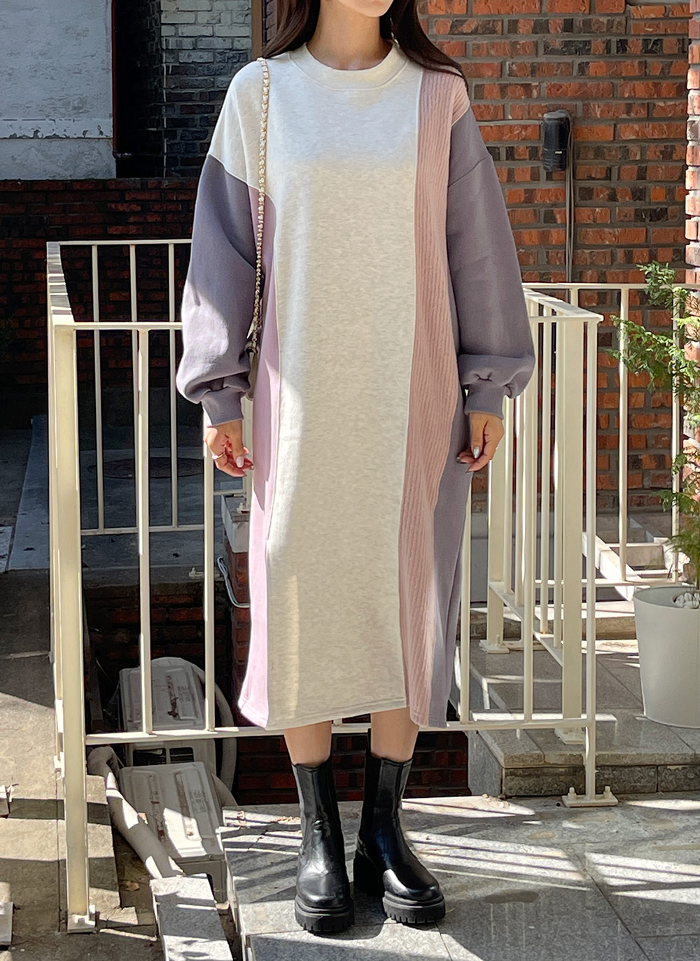 裏起毛配色スリットワンピース | DHOLIC | 詳細画像10