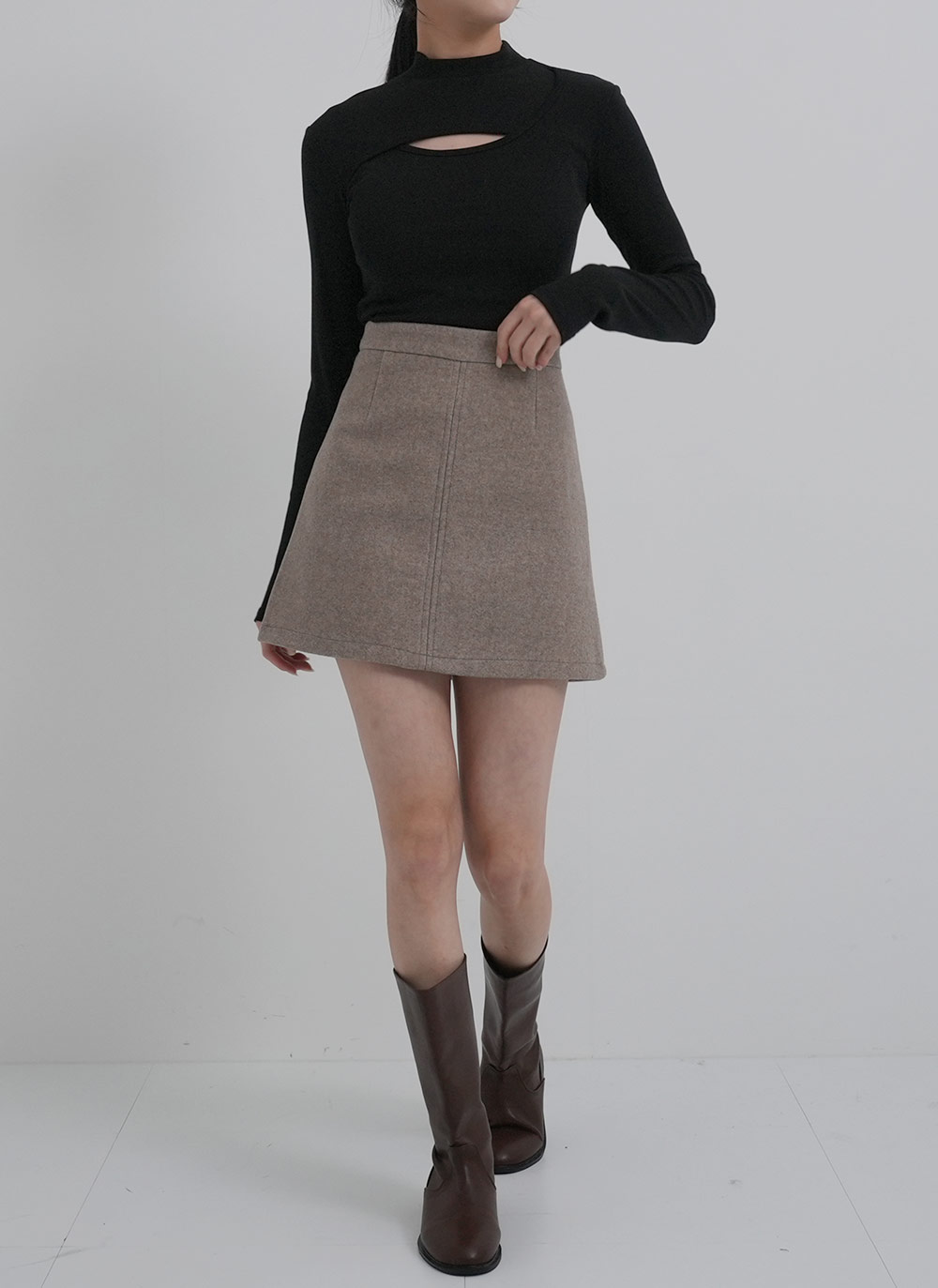 カットアウトハーフネックTシャツ | DHOLIC | 詳細画像7