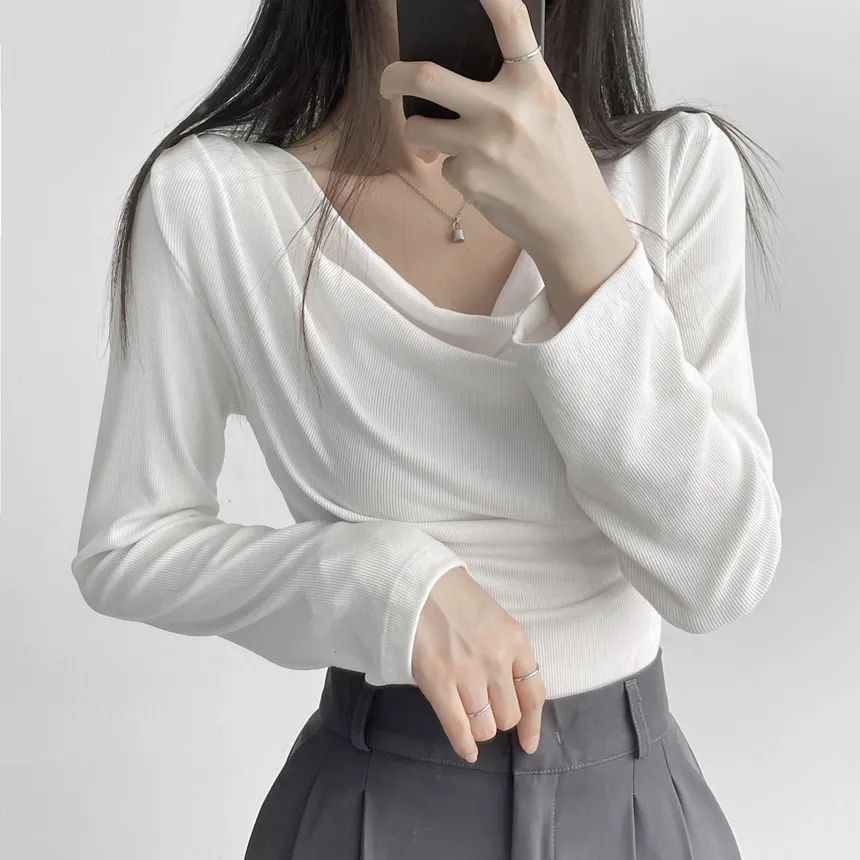 シャーリングドレープ長袖Tシャツ | lilisense | 詳細画像1