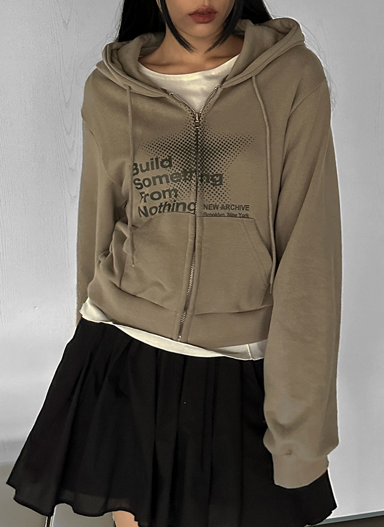 レタリングセミクロップドジップパーカー | レディースファッション