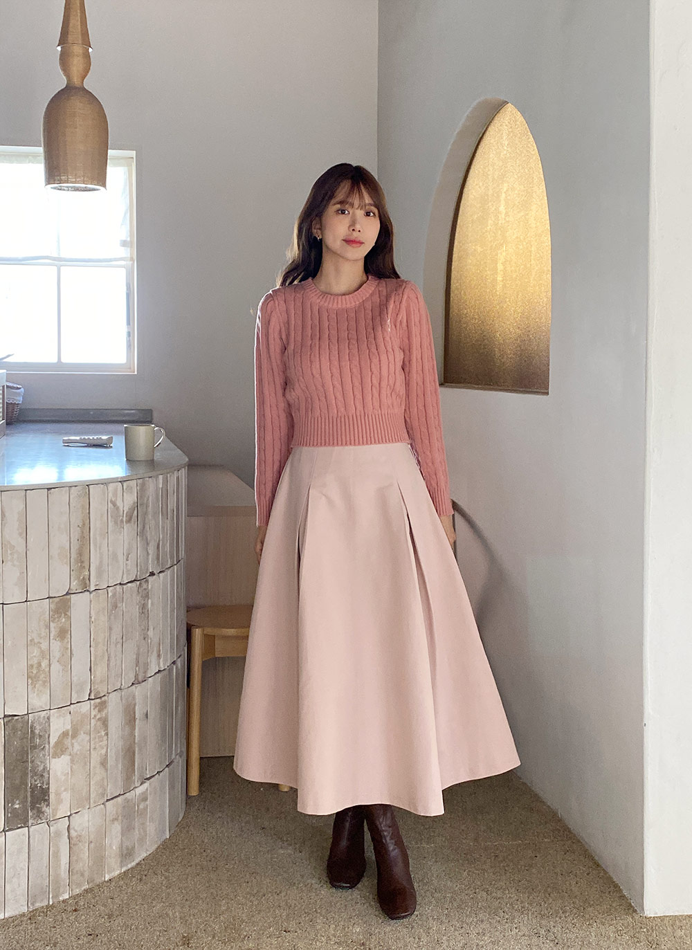 ウール混B刺繍ケーブルクロップドニット | DHOLIC | 詳細画像8