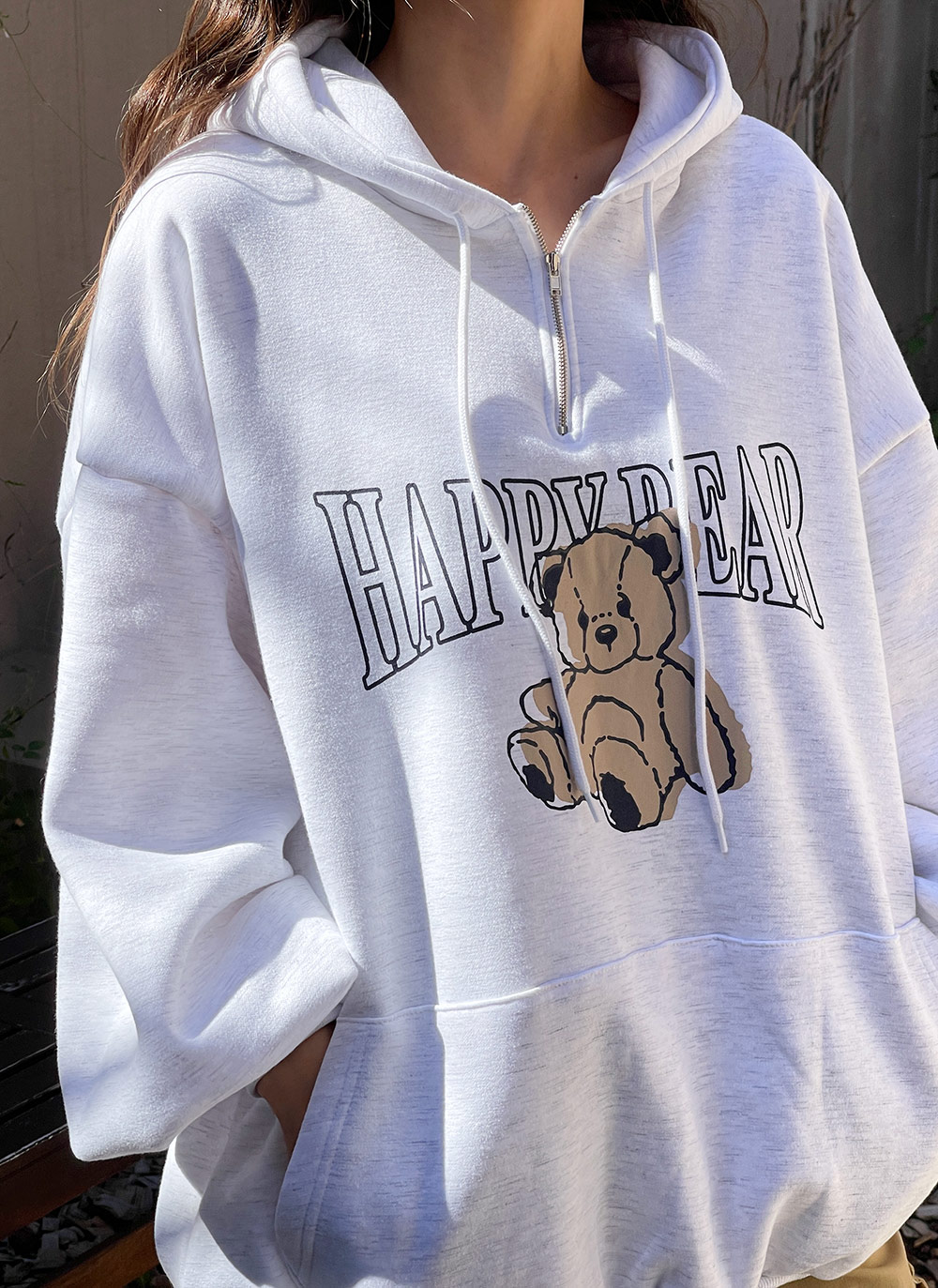 ストリング付裏起毛ジップBEARパーカー | DHOLIC | 詳細画像8