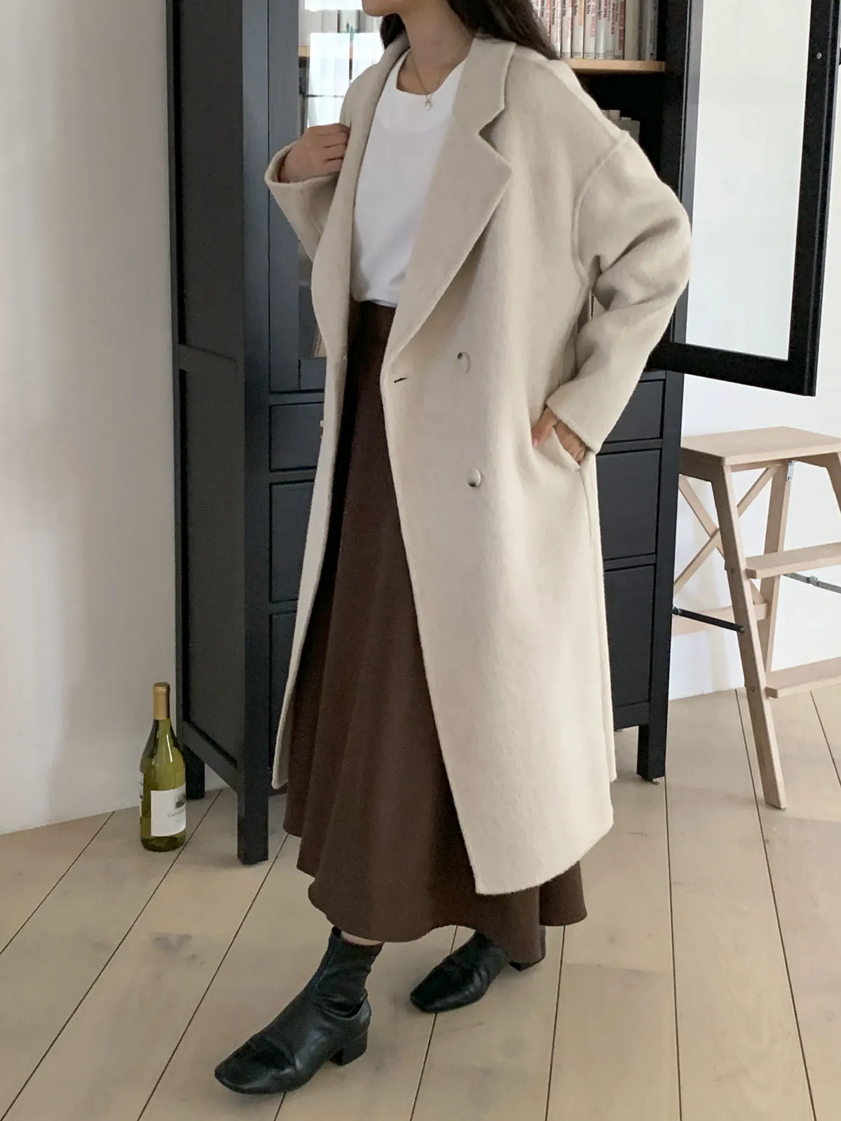 美品♪ルシェルブルー/ウールトレンチコート⭐︎ダブル 金ボタン 気高い 