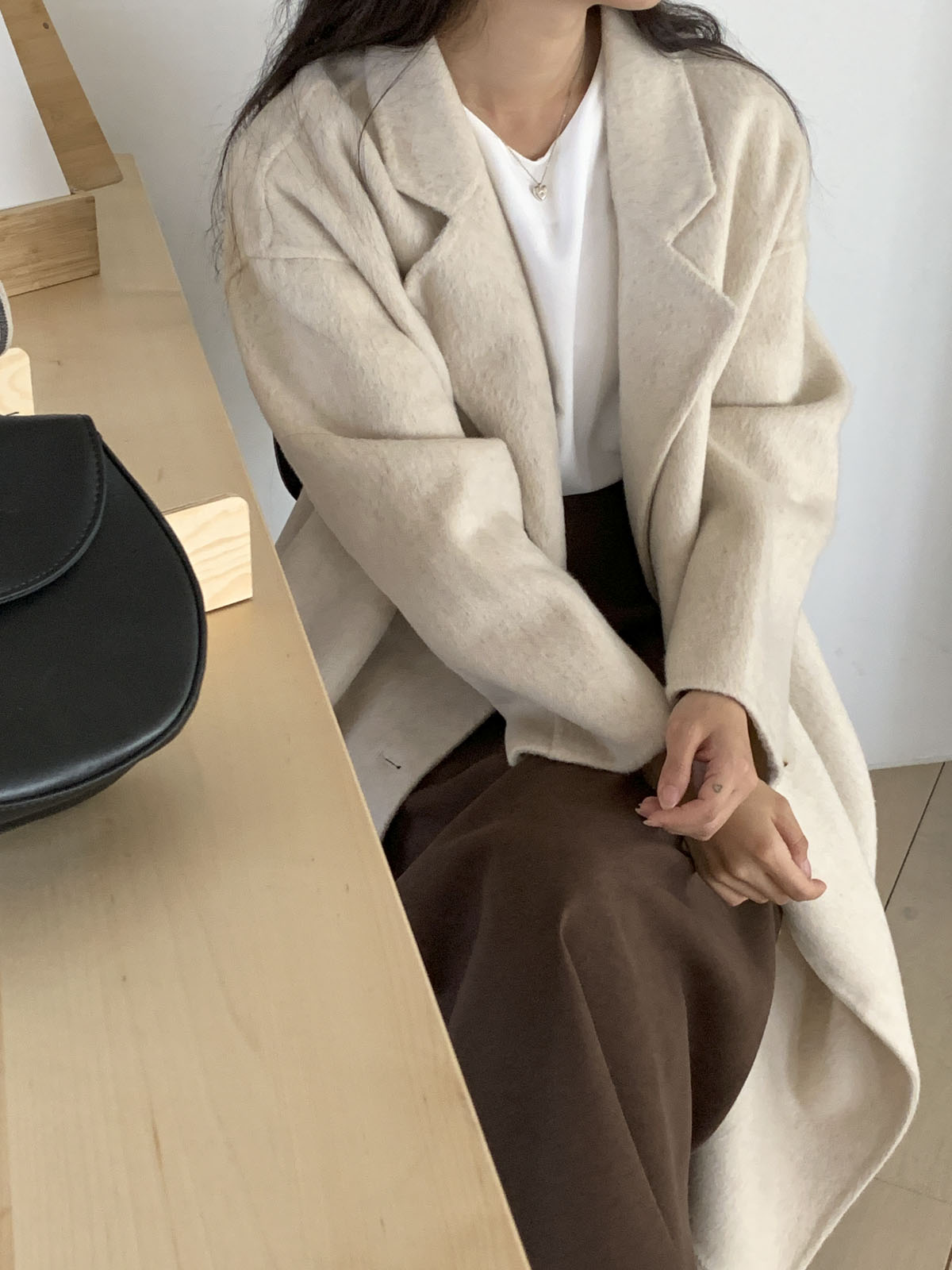 ハンドメイドダブルボタンロングウールコート | レディース