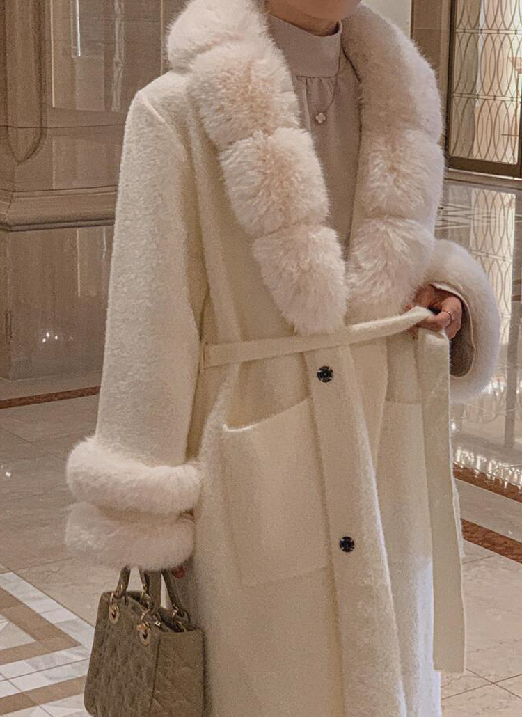 フェイクファーアンゴラタッチロングカーディガン | レディース