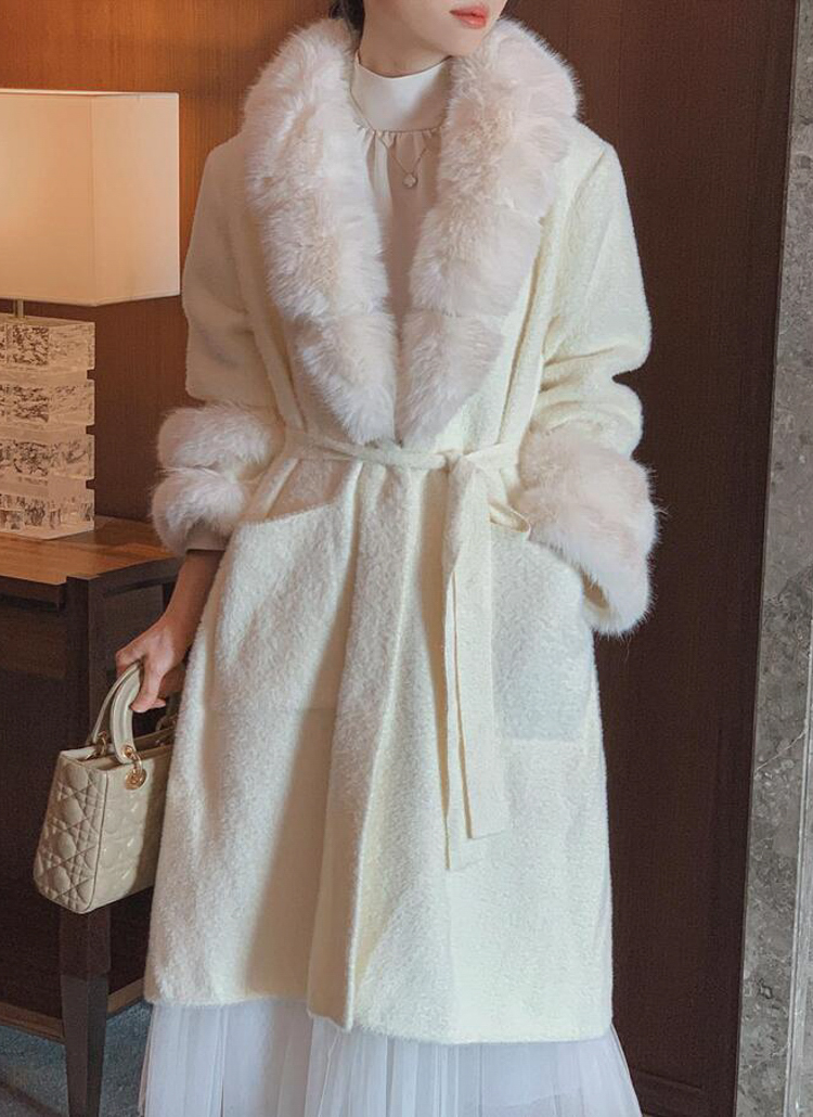 フェイクファーアンゴラタッチロングカーディガン | レディース