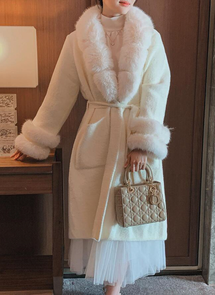 フェイクファーアンゴラタッチロングカーディガン | レディース