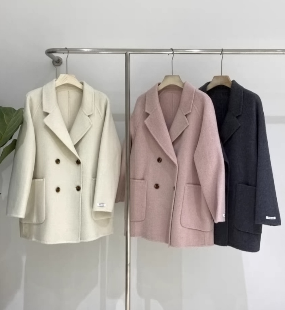 ウールハンドメイドダブルハーフコート | レディースファッション通販