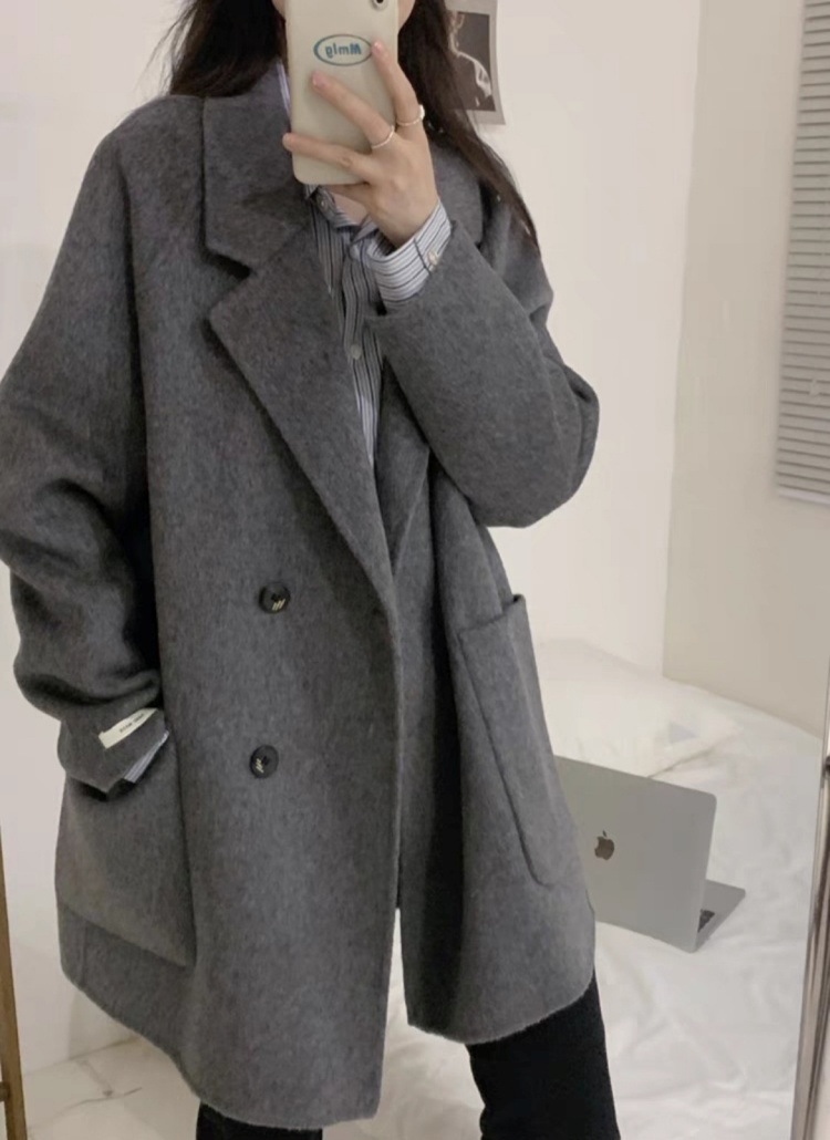 ウールハンドメイドダブルハーフコート | レディースファッション通販