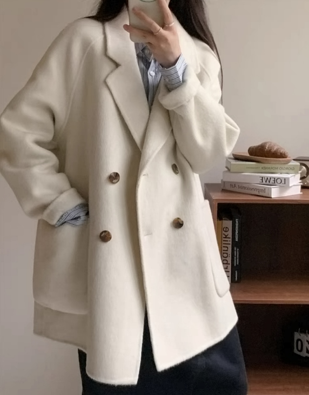 ウールハンドメイドダブルハーフコート | レディースファッション通販