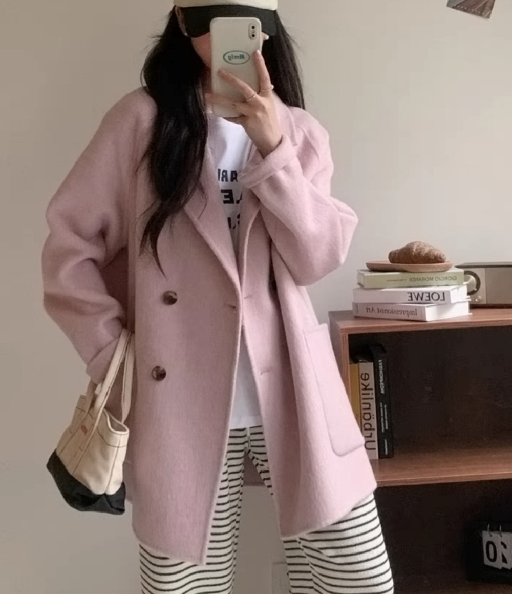 ウールハンドメイドダブルハーフコート | レディースファッション通販