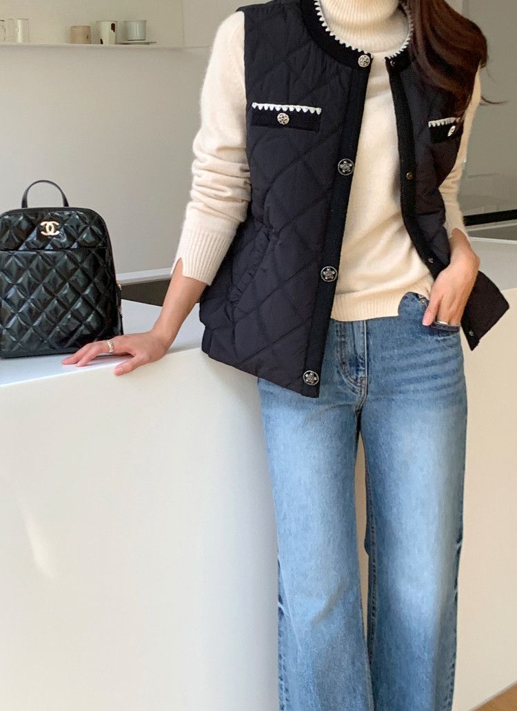 レース配色キルティングベスト | レディースファッション通販 - DHOLIC