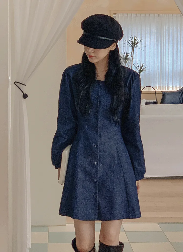 スクエアネックボタンデニムワンピース | ENVYLOOK | 詳細画像1