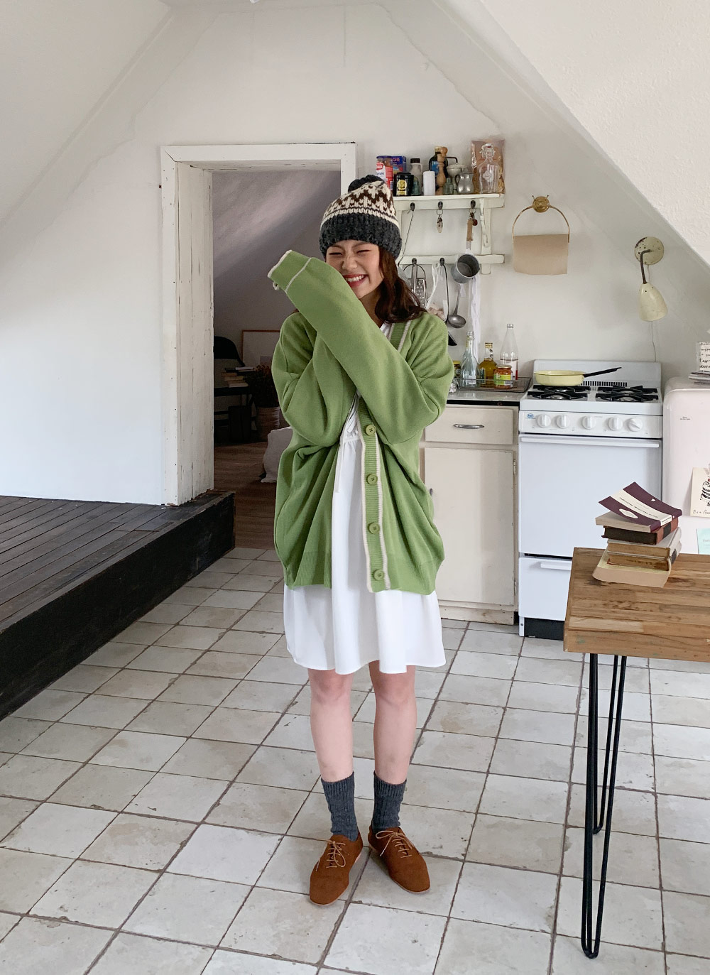 モヘア混ノルディックポンポンニット帽 | レディースファッション通販