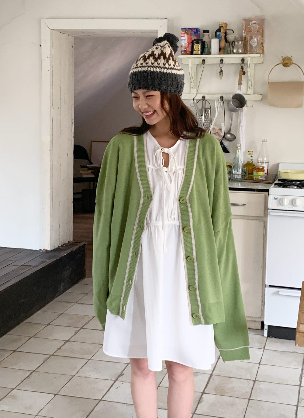 モヘア混ノルディックポンポンニット帽 | レディースファッション通販