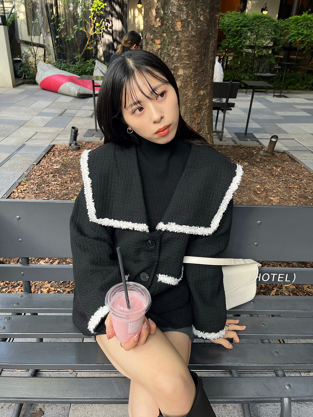 ウール混セーラー配色ツイードジャケット | レディースファッション