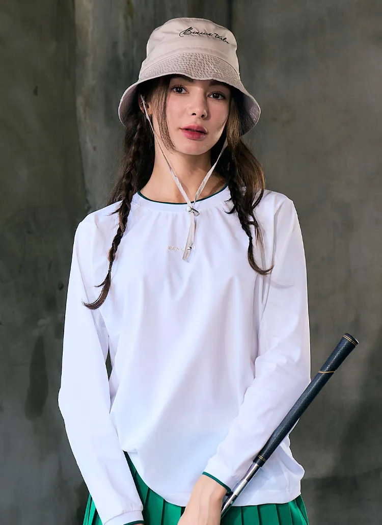 メッシュ配色長袖Tシャツ(ホワイト) | benecia12 | 詳細画像1
