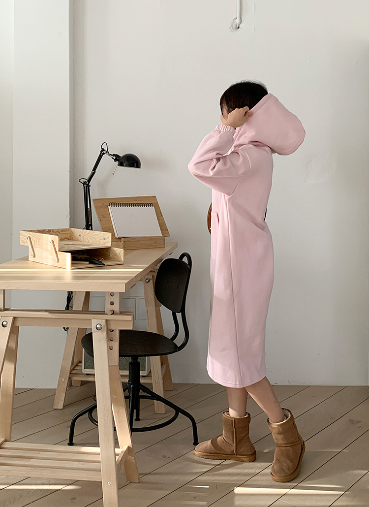 裏起毛ハーフジップパーカーワンピース | レディースファッション通販