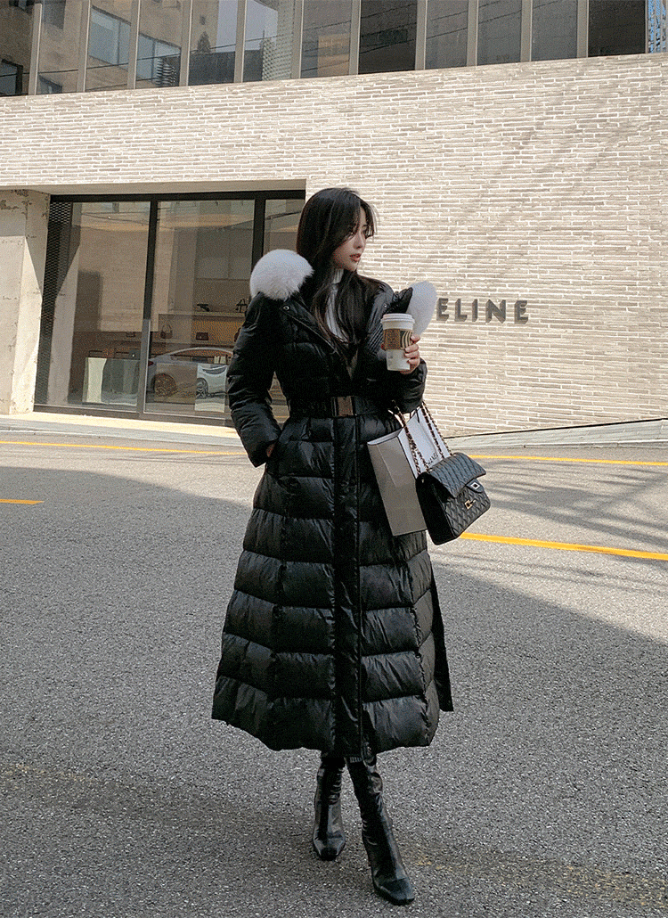 フォックスファーフードロングダウンジャンパー | レディース