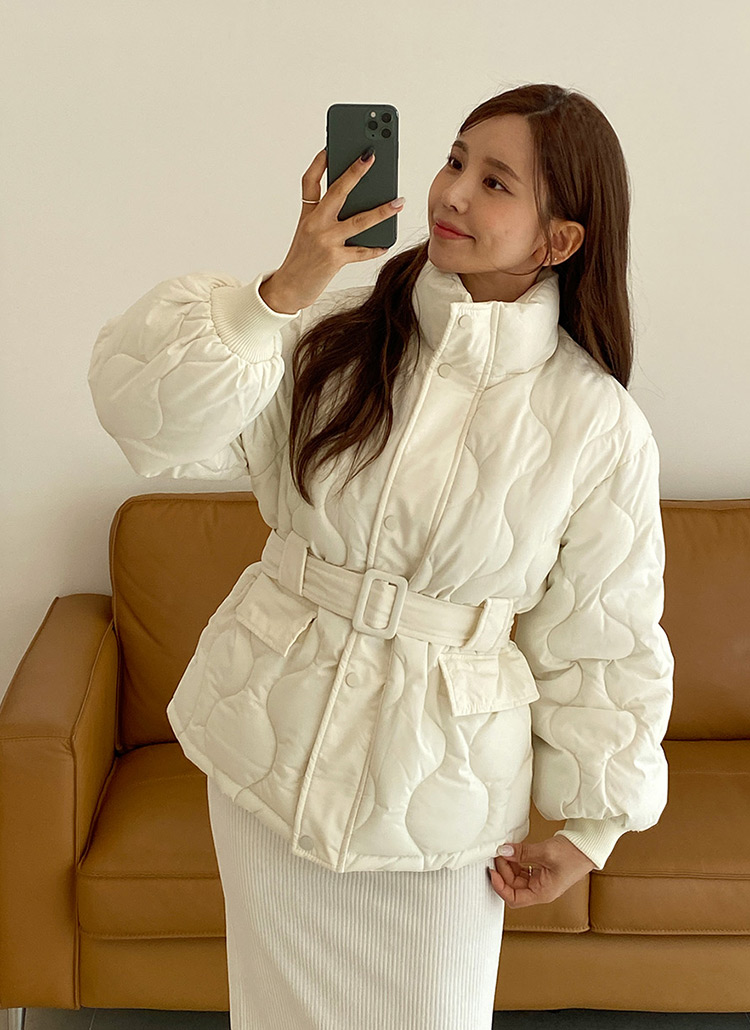 ベルト付ウェーブキルトジャンパー | レディースファッション通販 - DHOLIC