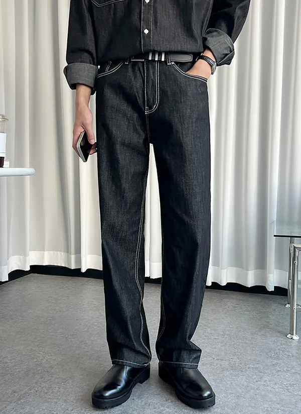 ノンウォッシュセミワイドジーンズ | 詳細画像1