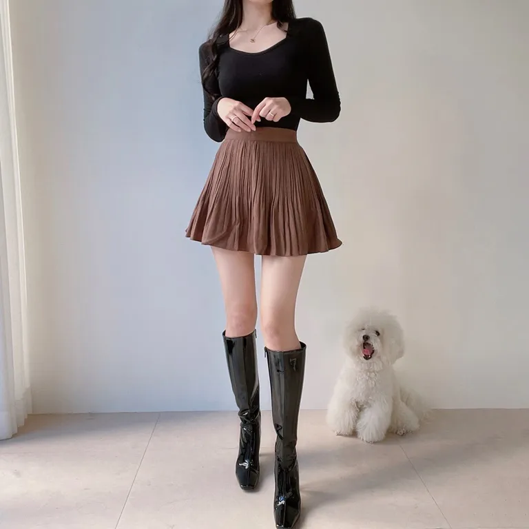 パンツ裏地ソフトプリーツミニスカート | mirangmirang | 詳細画像7