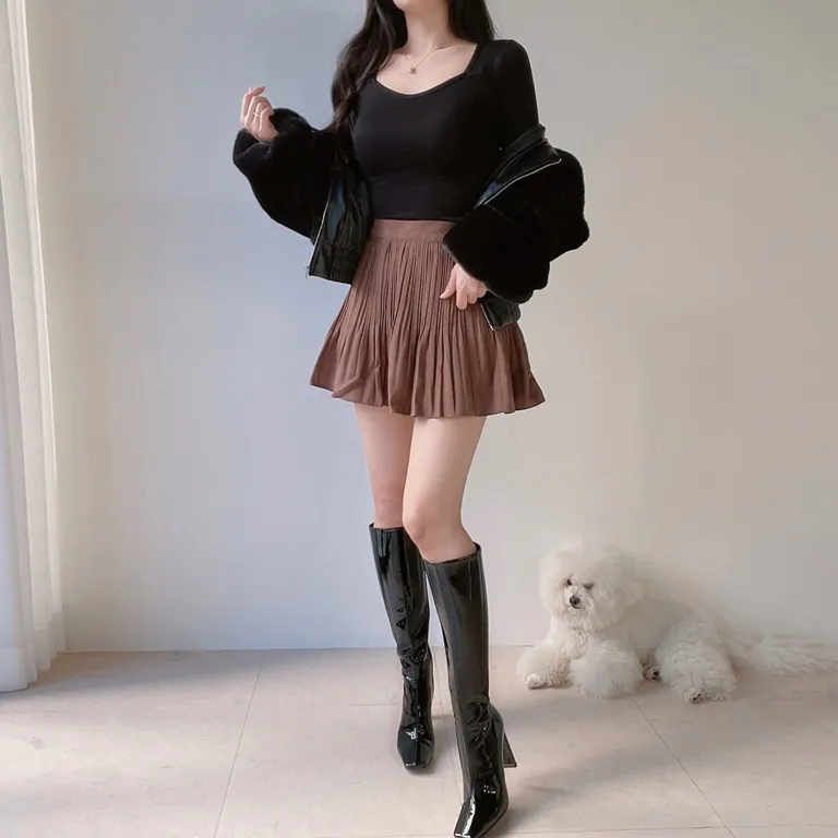 パンツ裏地ソフトプリーツミニスカート | mirangmirang | 詳細画像11