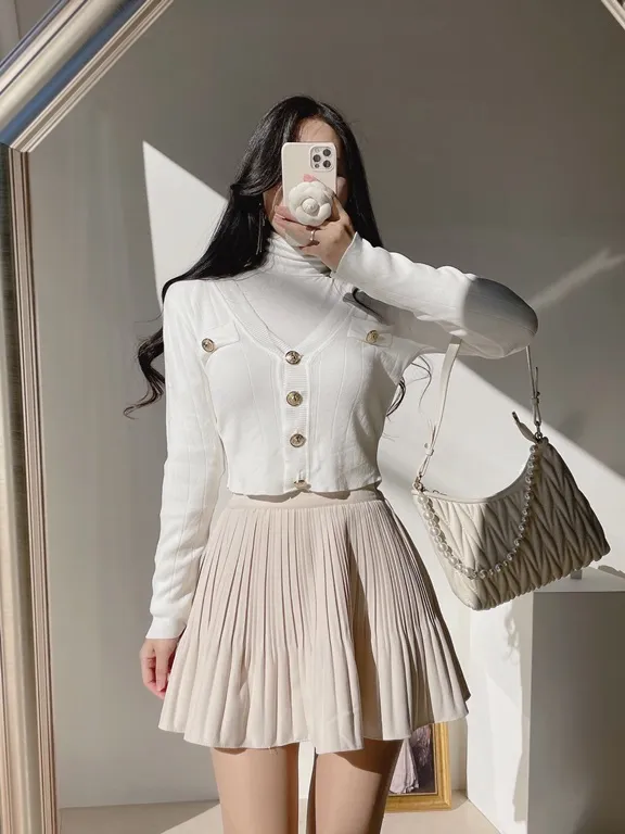 パンツ裏地ソフトプリーツミニスカート | mirangmirang | 詳細画像46