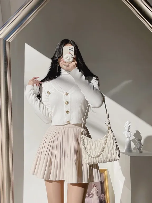 パンツ裏地ソフトプリーツミニスカート | mirangmirang | 詳細画像48