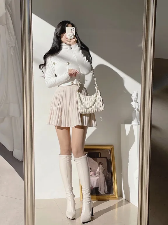 パンツ裏地ソフトプリーツミニスカート | mirangmirang | 詳細画像51