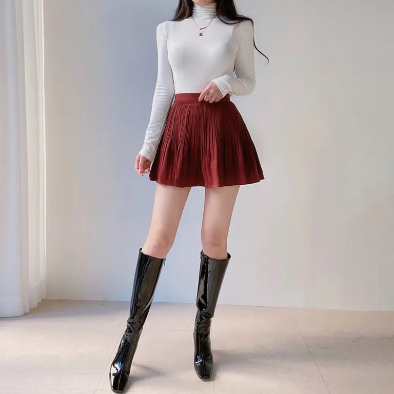 パンツ裏地ソフトプリーツミニスカート | mirangmirang | 詳細画像65