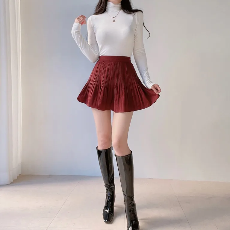 パンツ裏地ソフトプリーツミニスカート | mirangmirang | 詳細画像66