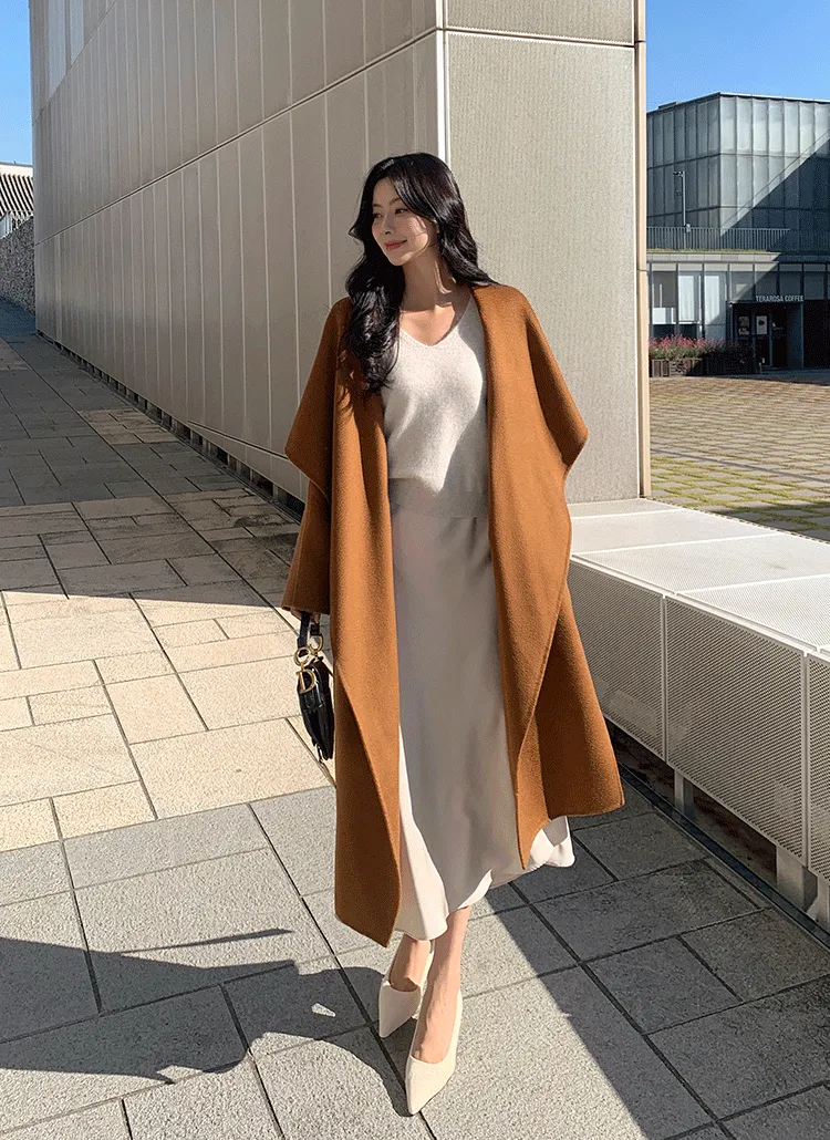 カシミヤ混オープンハンドメイドロングコート | minagram | 詳細画像1