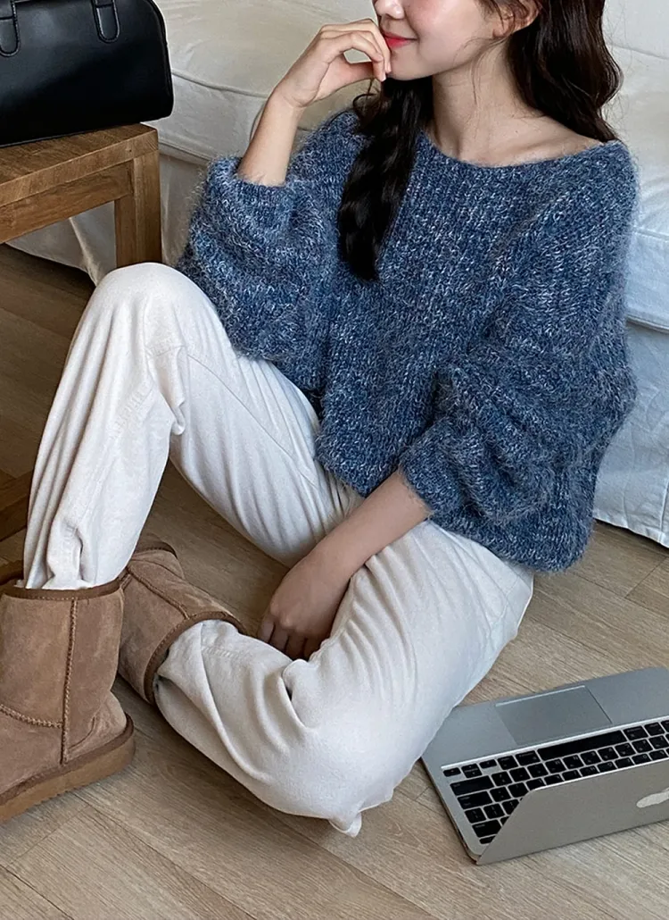 カラーミックスボートネックニット | DHOLIC | 詳細画像1