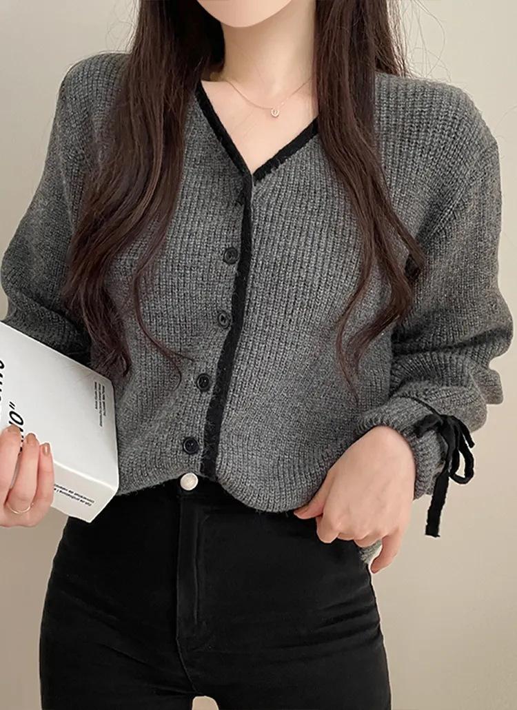 配色リボンスリーブカーディガン | peelrang | 詳細画像1