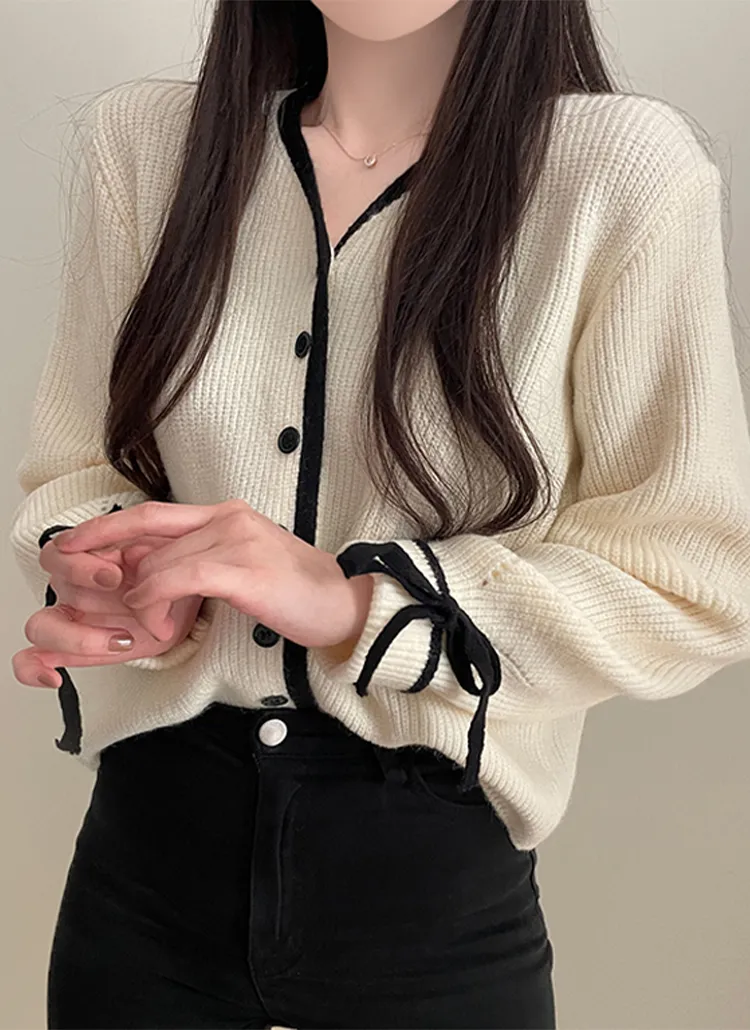 配色リボンスリーブカーディガン | peelrang | 詳細画像2