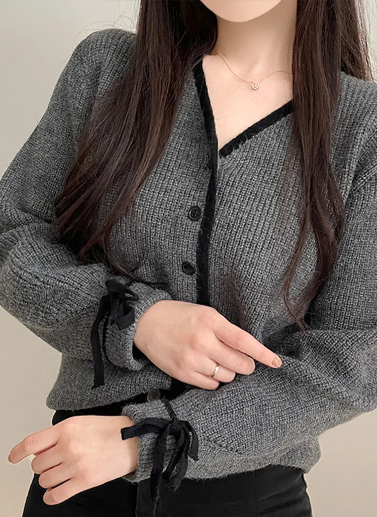 配色リボンスリーブカーディガン | peelrang | 詳細画像3