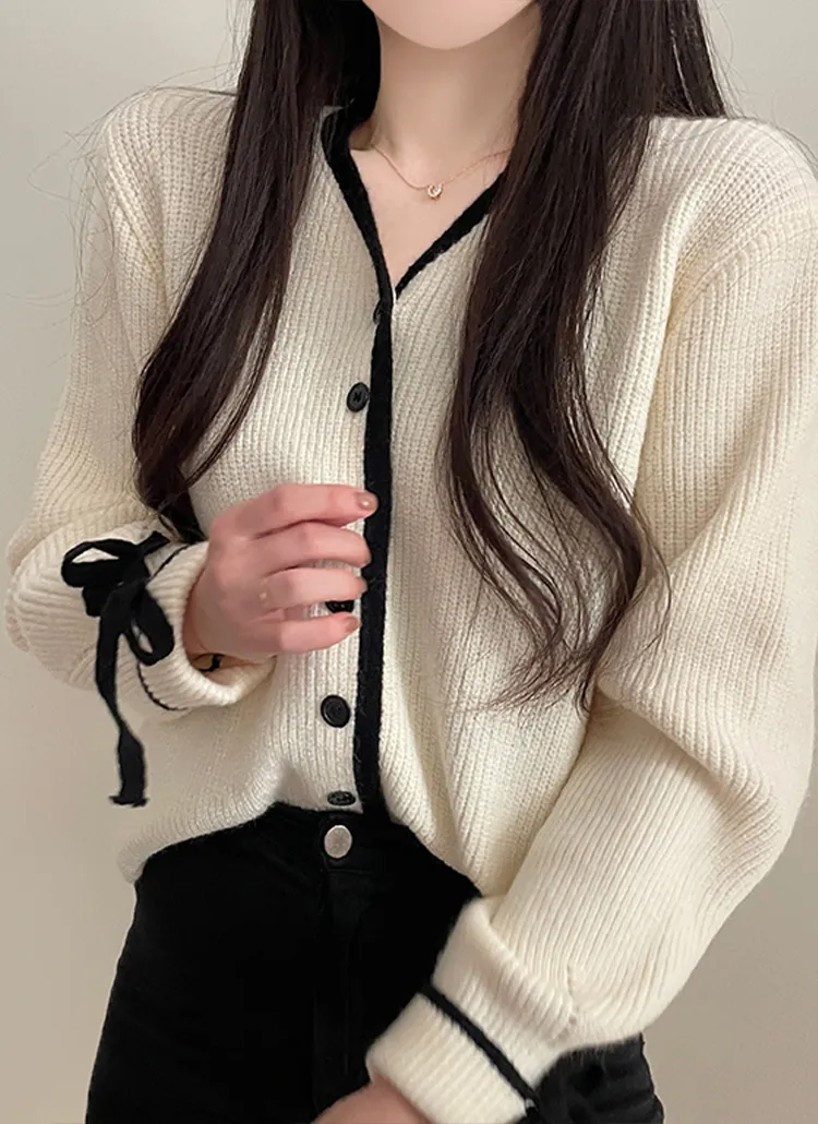 配色リボンスリーブカーディガン | peelrang | 詳細画像4