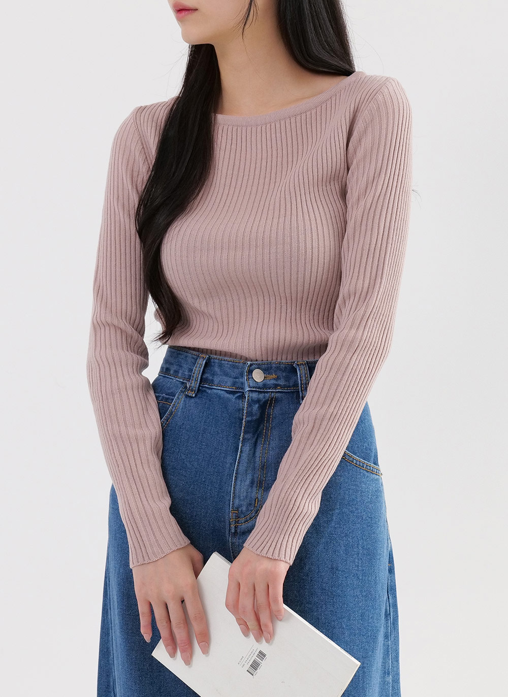 リブクロップドボートネックニット | DHOLIC | 詳細画像3