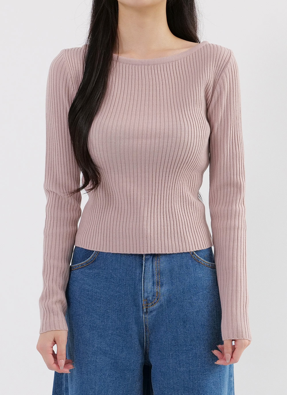 リブクロップドボートネックニット | DHOLIC | 詳細画像8