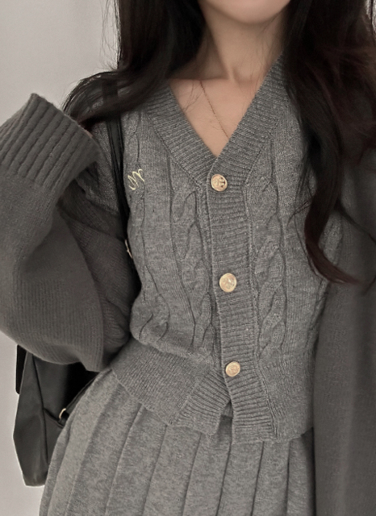 mロゴケーブルカーディガン&スカートSET | レディースファッション通販