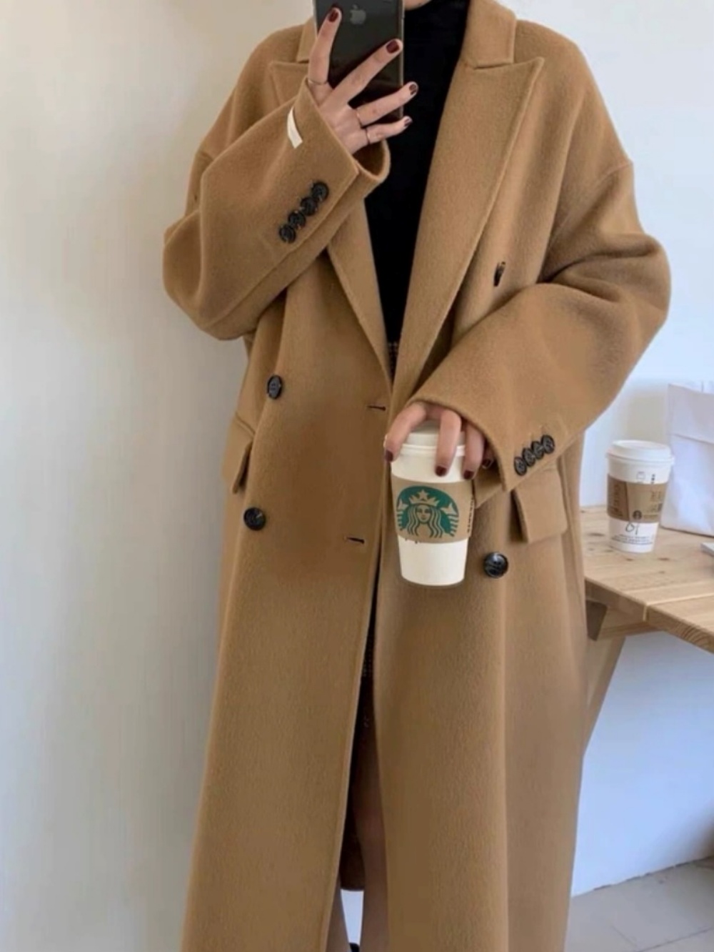 ウール混ハンドメイドダブルロングコート | 詳細画像9