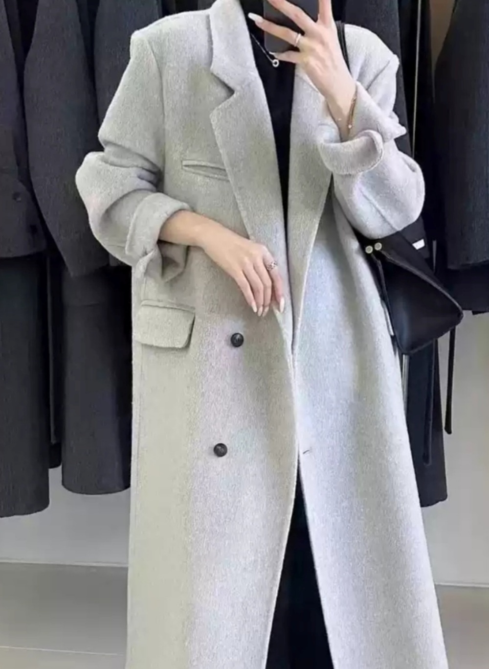 ウールダブルボタンハンドメイドロングコート | レディース