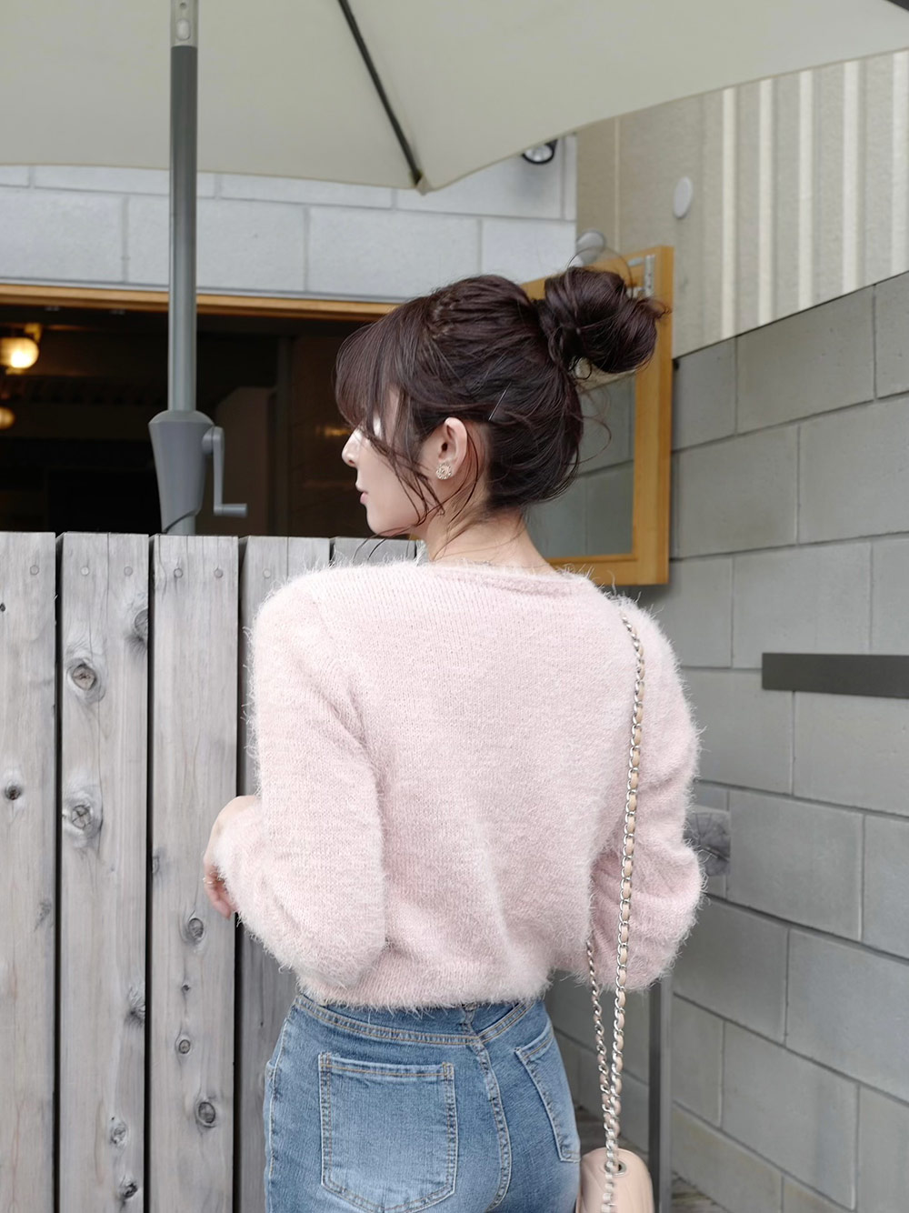 クロップド丈ふんわりニットカーディガン | レディースファッション