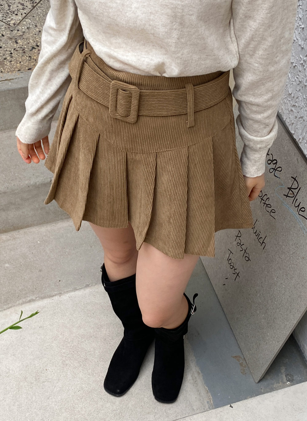 ベルト付パンツ裏地コーデュロイプリーツスカート | レディース