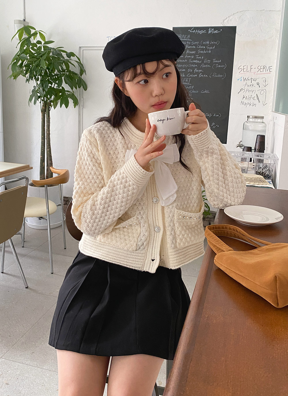 リボンブローチ付ビジューカーディガン | 詳細画像2