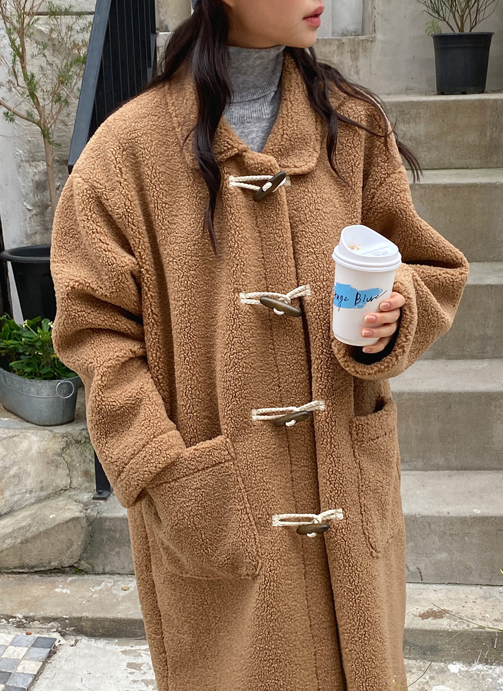 ボアポケットロングダッフルコート | レディースファッション