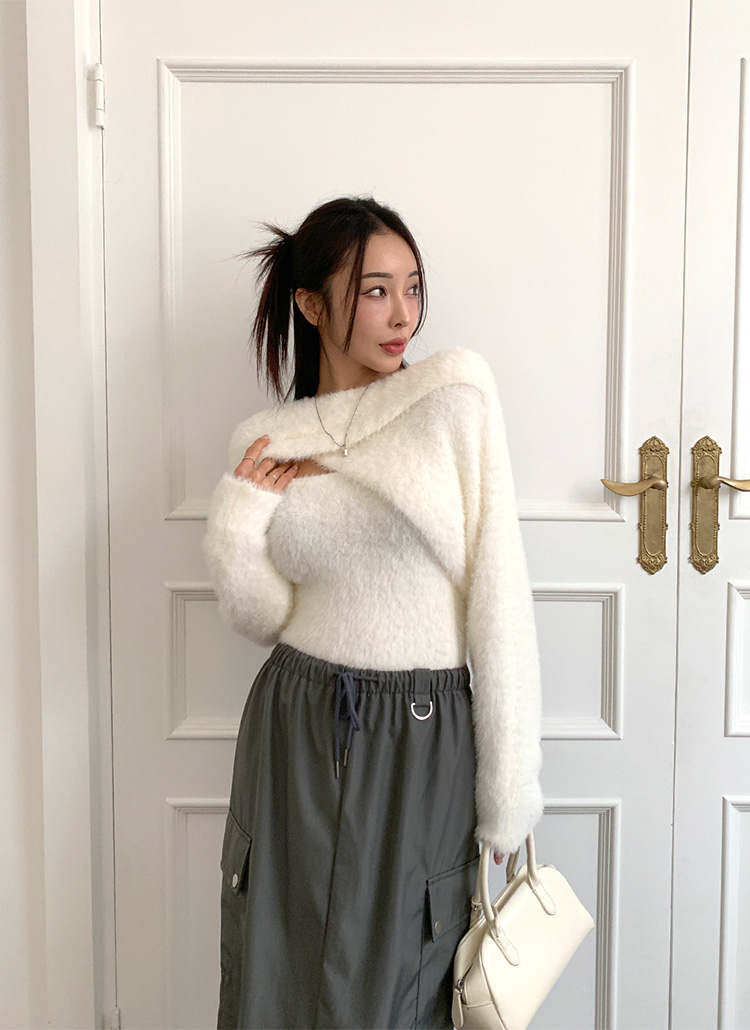 アンゴラタッチクロップドニット&キャミソールSET | レディース