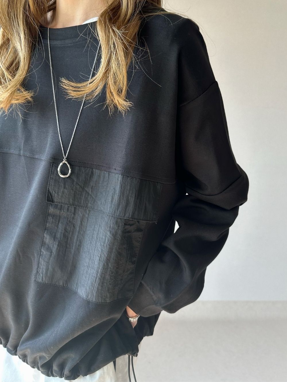 異素材ポケット裾ドロストスウェット | 詳細画像6